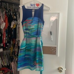 watercolor painterly satin dress